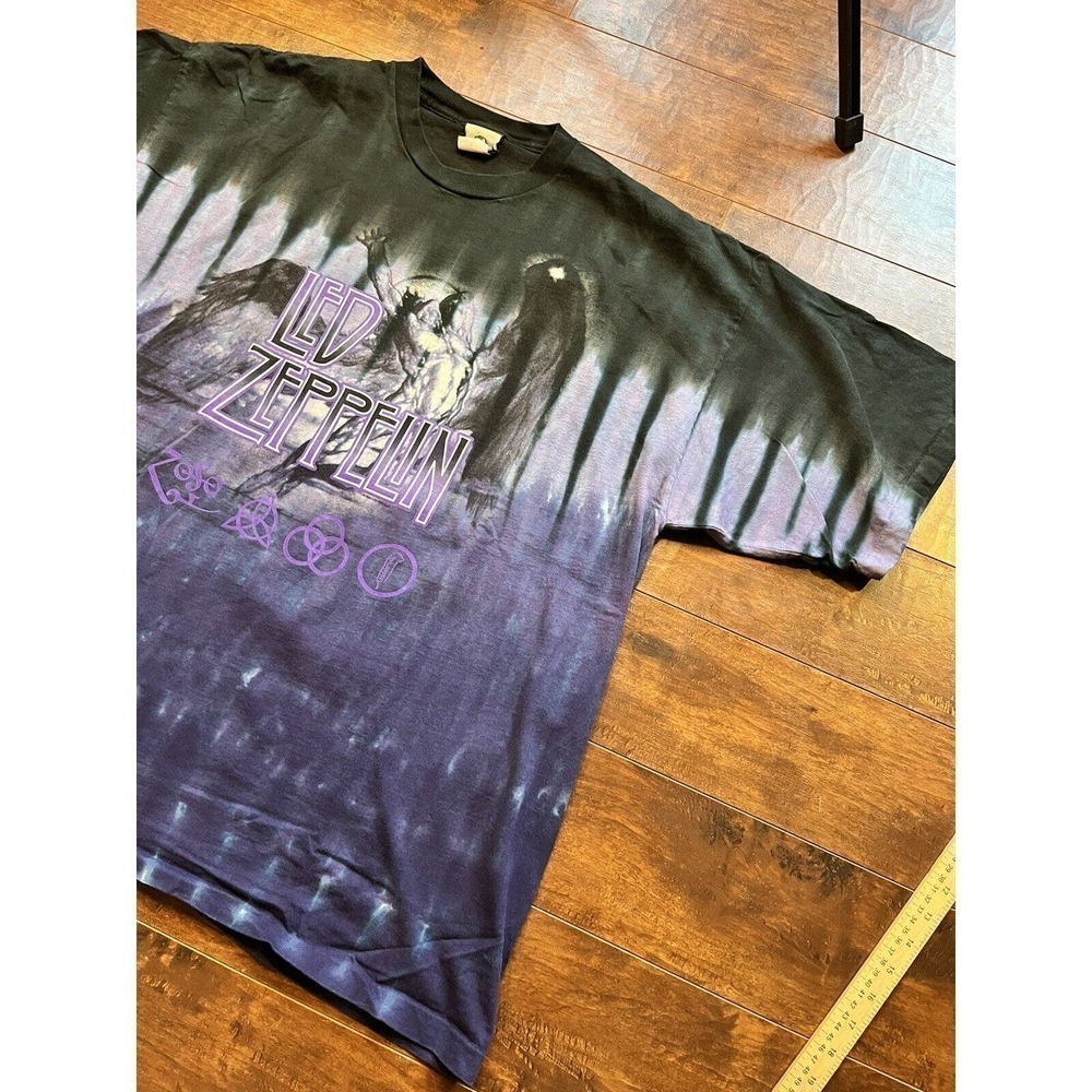 Vtg Liquid Blue Led Zeppelin T-Shirt Single Stitch Tie Dye XXL 90s - Picture 3 of 14